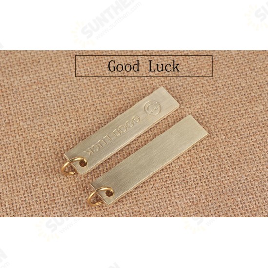 60mm EDC Copper Keychain Good Luck Ruler With Key Ring