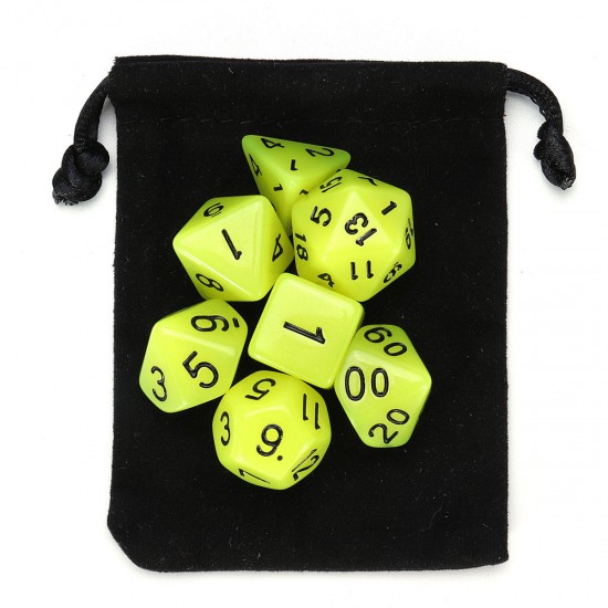 7 Pcs Luminous Polyhedral Dices Multi-sided Dice Set Polyhedral Dices With Dice Cup RPG Gadget