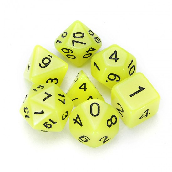 7 Pcs Luminous Polyhedral Dices Multi-sided Dice Set Polyhedral Dices With Dice Cup RPG Gadget