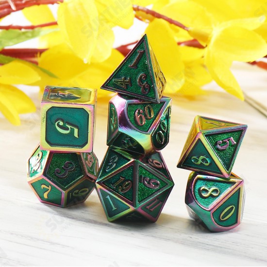 7PCS Metal Polyhedral Dices Set For Dungeons and Dragons Dice Desktop Table RPG Game