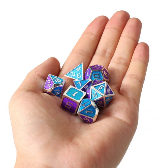 7Pcs Polyhedral Dices Set for Dungeons Dragons D20 D12 D10 D8 D6 D4 Games +Storage Pouches Bag