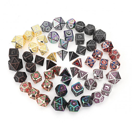 Beutiful Color Metal Polyhedral Dice Multi-side Dice Set For DND RPG MTG Role Playing Board Game With Cloth Bag