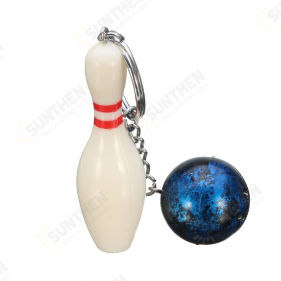 EDC Gadgets Keychain Mini Bowling Pin and Ball Keychain Key Ring Keyfob