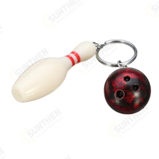 EDC Gadgets Keychain Mini Bowling Pin and Ball Keychain Key Ring Keyfob