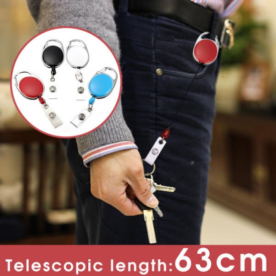 Retractable Reel Keyring Clip Retractable Carabiner Recoil Key Ring Key Chain ID Card Holder Holder