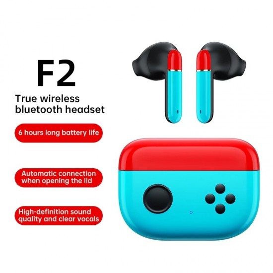 F2 TWS bluetooth 5.0 Wireless Headset 9D Stereo 45ms Low Latency 13mm Driver Gaming Earbuds Gaming Earphones with Mic