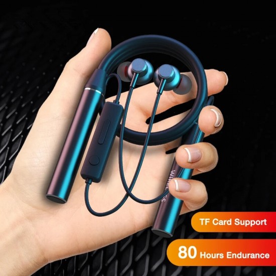 GYM530 Wireless Neckband bluetooth Earphone 80 Hours Playback Stereo Bass Sport Headphones Earphones TF Card Magnetic Headset with Mic