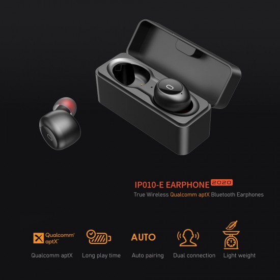 IP010-E TWS Earphone Wireless bluetooth V5.0 Headphones CVC8.0 Stereo Noise Reduction Low Latency IPX5 Waterproof Sports In-Ear Headset with Mic with Charging Case