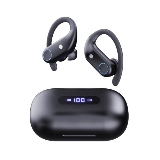 K23 TWS Wireless bluetooth 5.0 Earbuds Noise Reduction 4-Mics HD Calls Ear Hook IPX7 Waterproof Headphone for Sports Running Gaming