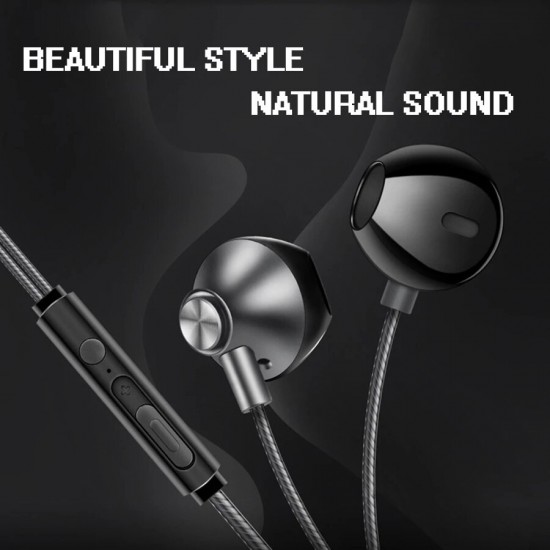 M9 Metal Bass Earphones Comfortable In-Ear Noise Cancelling Earbuds 3.5mm with Microphone Hi-Res Audio Half In-Ear Earphone