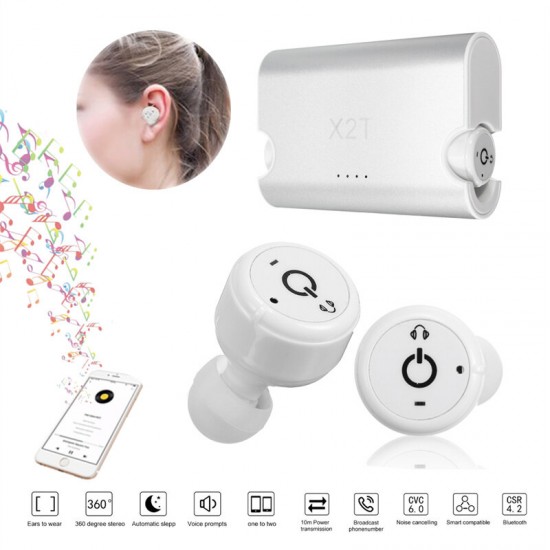 X2T TWS bluetooth Headset BT4.0 Wireless Headphone Long Life HiFi Stereo Powerful Bass Low latency Earphone with Mic