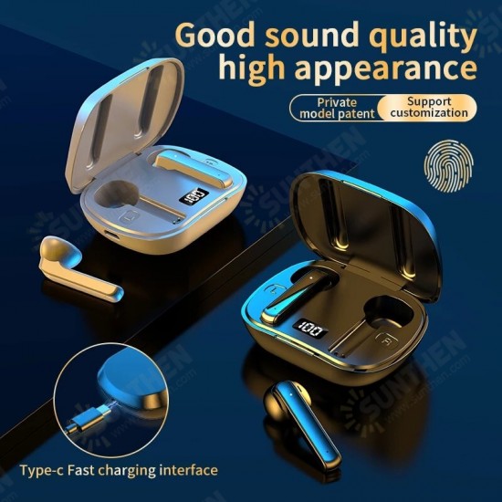 D9 TWS bluetooth Earbuds BT 5.0 Game Touch Control LED Display Wireless Headphone Long Battery Life IPX5 Waterproof HIFI Earphone with Mic