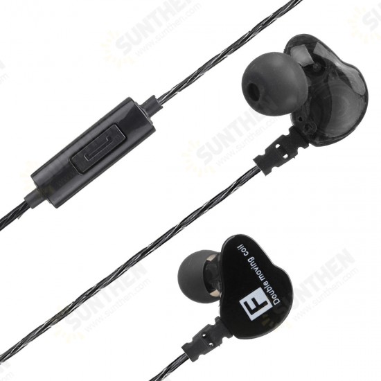 Double Dynamic Universal Earphone Bass In-ear Waterproof Mobile Phone Headset