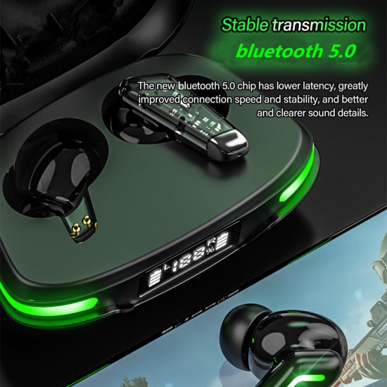 GM3 TWS bluetooth 5.0 Gaming Headset Digital Display Low Latency Headphones 9D Stereo Noise Cancelling Earphone with Mic