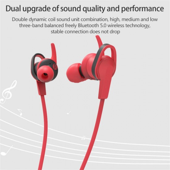 Thinkplus Pods One bluetooth V5.0 Earphones Dual Dynamic Drivers HIFI Sound IPX5 Waterproof Neckband Sports Headset with Mic