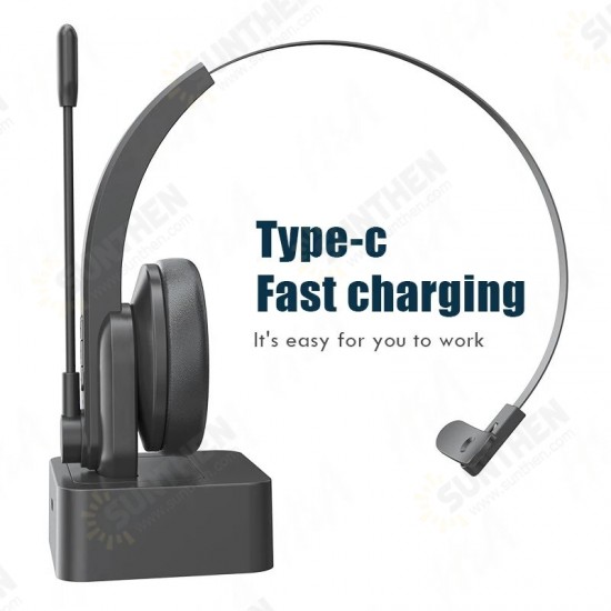 OY631 Single Ear Headset bluetooth Headphone Noise Cancelling Head-mounted Headphone with Microphone for Cell Phones PC Tablet