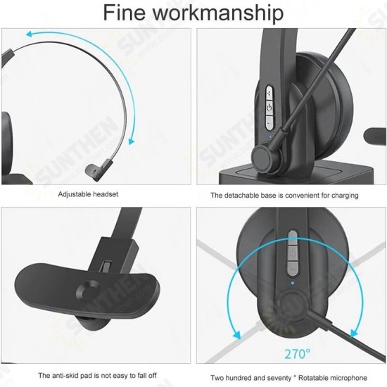 OY631 Single Ear Headset bluetooth Headphone Noise Cancelling Head-mounted Headphone with Microphone for Cell Phones PC Tablet