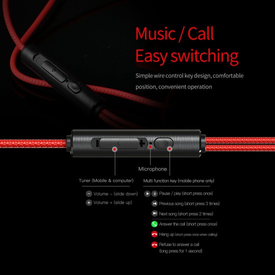 RX3 3.5mm Wired Gaming Earphone With Microphone In Ear Bass Headphone Earbuds Noise Reduction Headset With Microphone