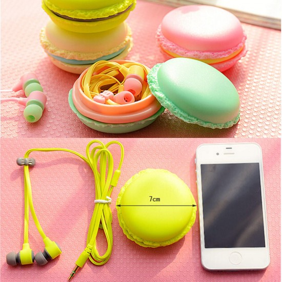 Portable In-Ear 3.5mm Earphone Headset Macaron Storage Case For Phone Tablet PC