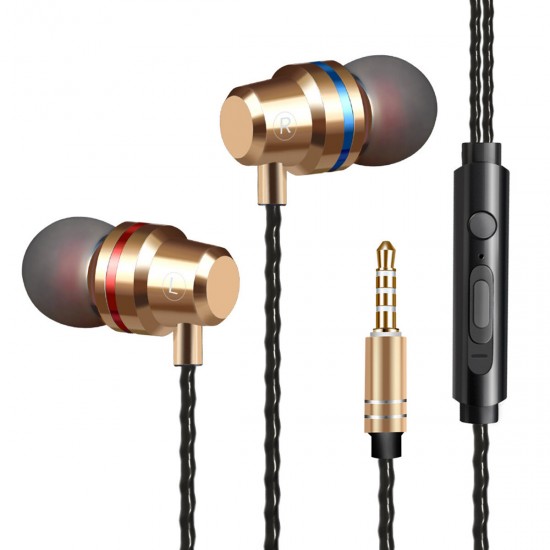 Q5 3.5mm Wired Control In-ear Earbuds Stereo Music Earphone Supper Bass Metal Headphone with Mic