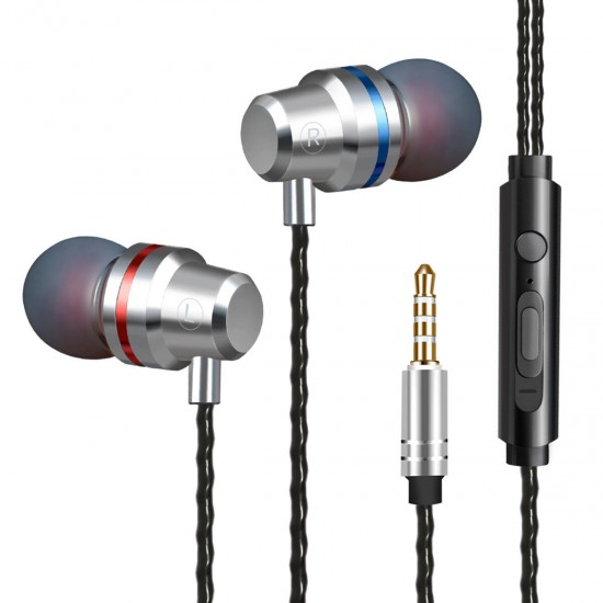 Q5 3.5mm Wired Control In-ear Earbuds Stereo Music Earphone Supper Bass Metal Headphone with Mic