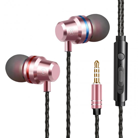 Q5 3.5mm Wired Control In-ear Earbuds Stereo Music Earphone Supper Bass Metal Headphone with Mic