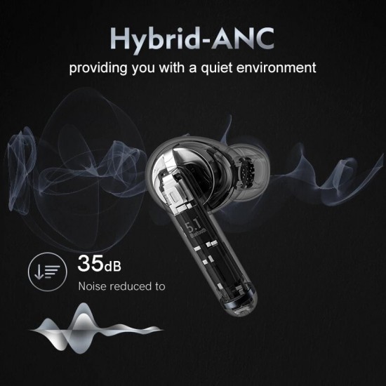 HT03 TWS bluetooth 5.1 Earphones ANC Noise Canceling HiFi Touch Control Gaming Headphones 10mm Driver Headset with Microphone