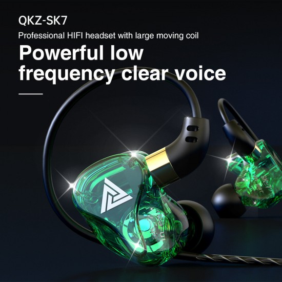 SK7 Earphones Dual Driver Sport HD Earbuds 3.5mm Headset with Microphone Music 3.5mm Plug in-ear Earphones