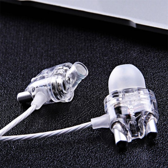 M7 HiFi Dual Dynamic Driver Graphene Earphone 3.5mm Wired Control In-ear Heavy Bass Stereo Earbuds Headphone with Mic