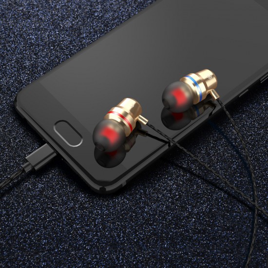 Type-c Metal In-ear Earphone Heavy Bass Wired Control Headphone Stereo Music HIFI Sport Headset With Mic for