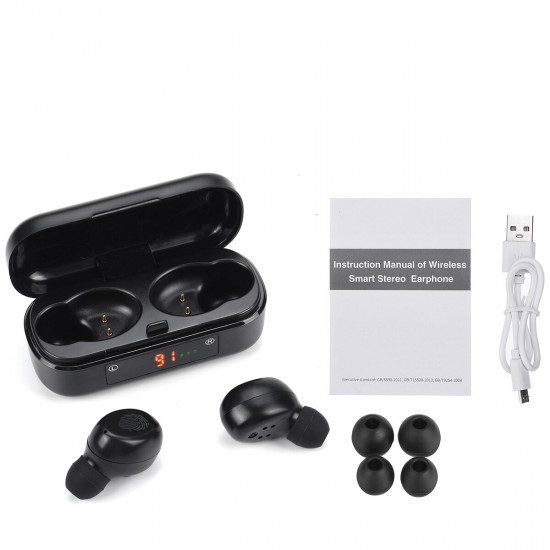 V8 bluetooth 5.0 TWS In-Ear Headset Power Display Wireless Sport Earphone Mini Stereo Headphones with Charging Case