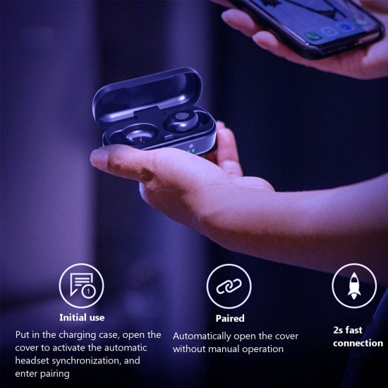 V8 bluetooth 5.0 TWS In-Ear Headset Power Display Wireless Sport Earphone Mini Stereo Headphones with Charging Case