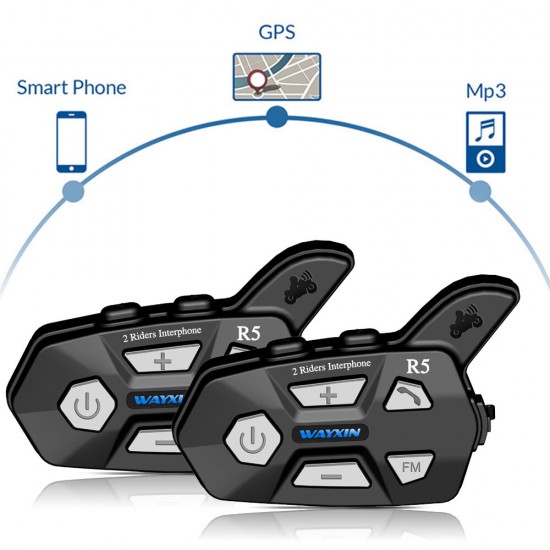 R5 2pcs bluetooth Intercom 2 Rider FM Motorcycle bluetooth Helmet Intercom 1000M MOTO Interphone Helmet Headsets