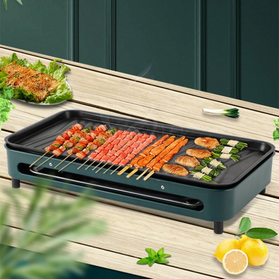 1500W 110V/220V Nonstick Electric Indoor Smokeless Grill Portable BBQ Grills with Recipes, Fast Heating, Adjustable Thermostat, Easy to Clean