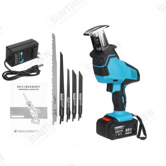 26V/88V 6000mAh/13000mAh Cordless Reciprocating Saw Electric Lithium Sabre Saw with 5 Saw Blades