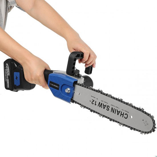 288VF 12inch Cordless Electric Chain Saw One-Hand Saw Woodworking Tool W/ 1/2pcs Battery