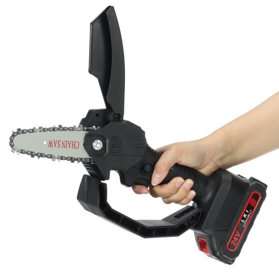 4inch 24V Cordless Electric One-Hand Saw Chain Saw Woodworking Tool W/ 1/2 Battery Kit