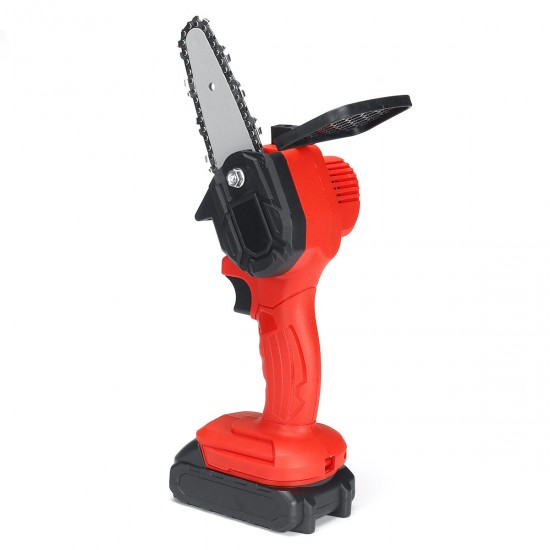 550W 24V 4inch Mini Cordless Electric Chain Saw One-Hand Woodworking Wood Cutter W/ 2pcs Battery