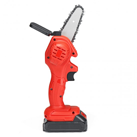 550W 24V 4inch Mini Cordless Electric Chain Saw One-Hand Woodworking Wood Cutter W/ 2pcs Battery