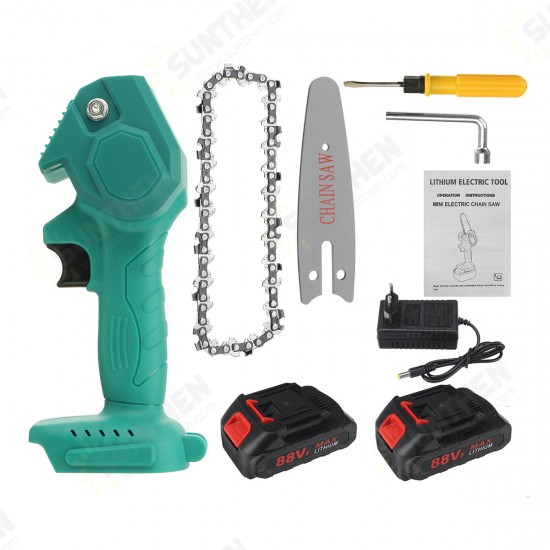 88V 4Inch Portable Electric Pruning Saw Rechargeable Small Woodworking Chain Saw W/ 1/2pcs Battery