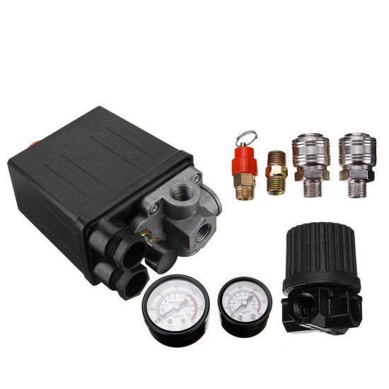 220V / 380V Air Compressor With Pressure Switch Control Valve Regulator Gauges