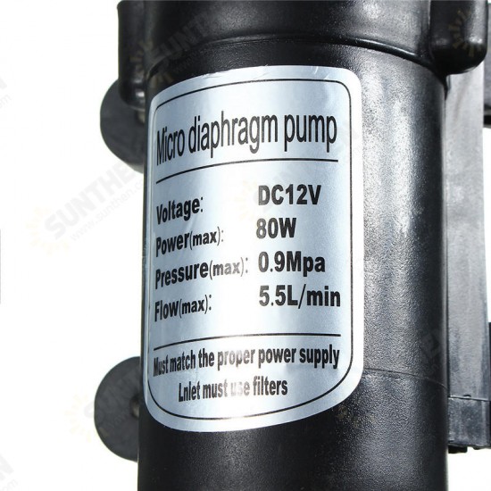 DC12V 80W 0142 Motor 5.5L/Min High Pressure Diaphragm Water Self Priming Pump