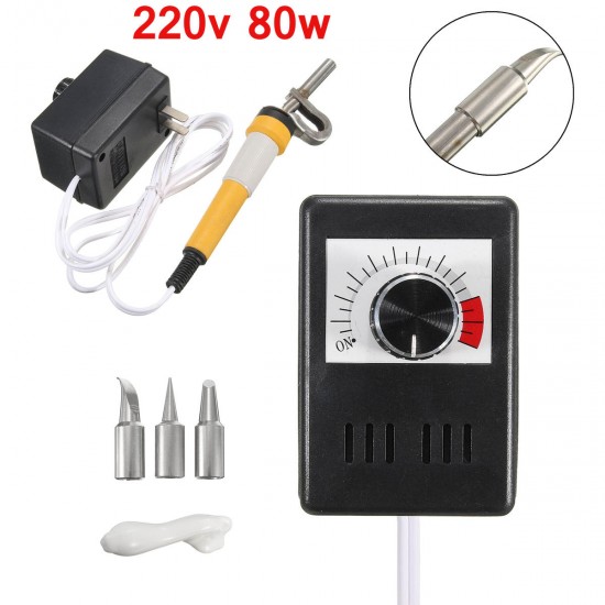 220V 80W Adjustable Temperature Gourd Wood Multifunction Pyrography Machine Heating Wire Pen Kit Tool