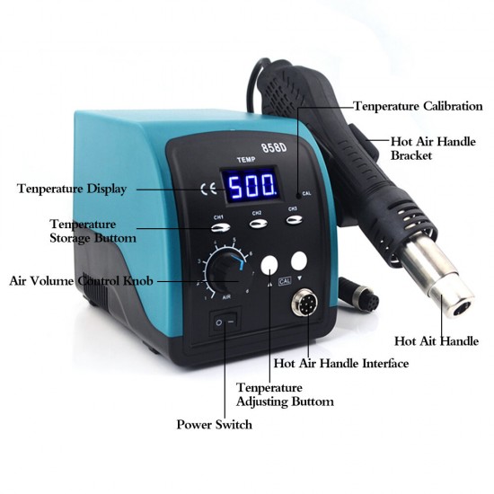 858D 750W Hot Air Heater LED Digital Lead-free BGA Rework Soldering Station SMT Desoldering Station 220V/110V