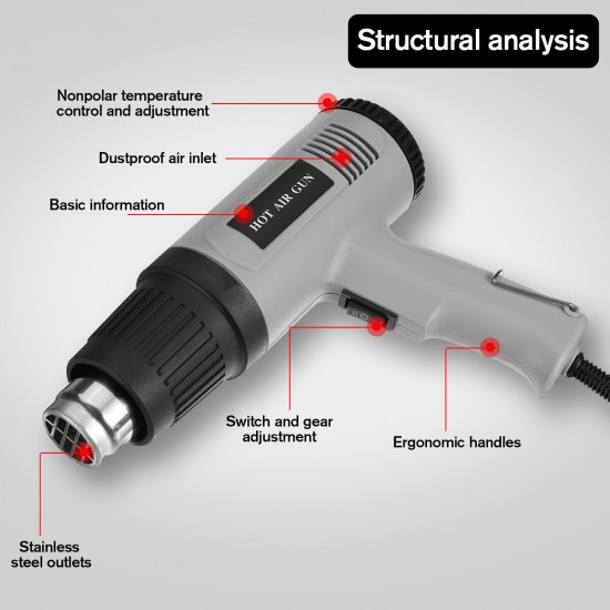 986A 2000W 200V Hot Air Gun Stepless Temperature Regulation 50 to 560 ℃ Maintenance Welding Gun Hot Air Gun