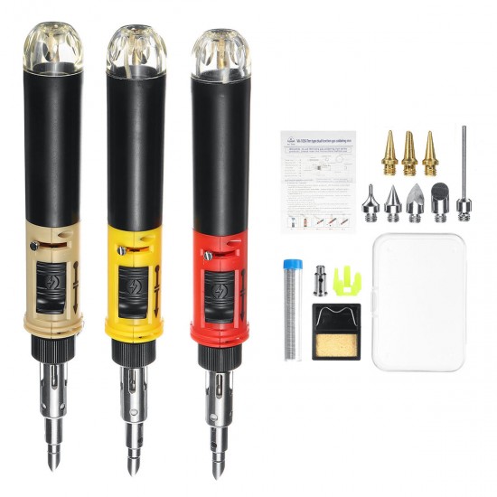 AC 220V Portable 12 in 1 Butane Gas Soldering Iron Set Welding Pen Kit Tools