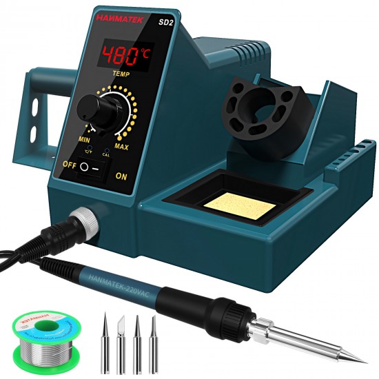 SD2 Digital Display Soldering Station With 5 Tips Auroland Digital Display 392℉-896℉ Temperature Adjustable Solder Iron Soldering Kit with Bracket