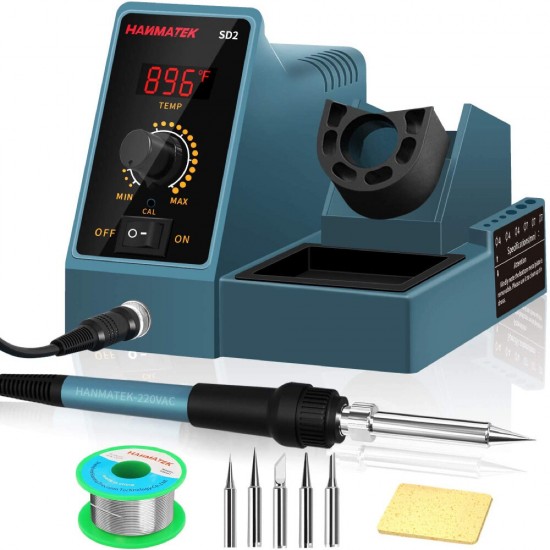 SD2 Digital Display Soldering Station With 5 Tips Auroland Digital Display 392℉-896℉ Temperature Adjustable Solder Iron Soldering Kit with Bracket