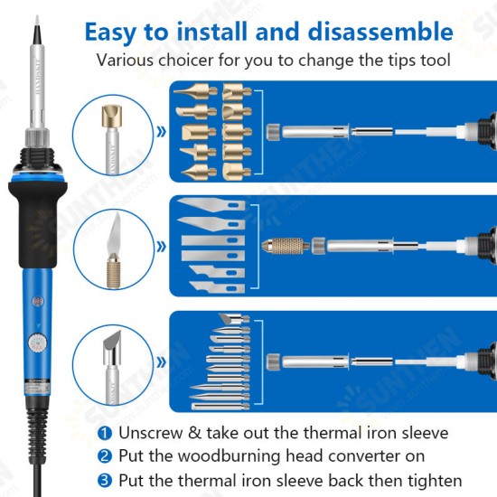 60W 110V 220V Adjustable Temperature Soldering Iron Wood Burning Kit Carving Pyrography Pen Kit Wood Burning Set