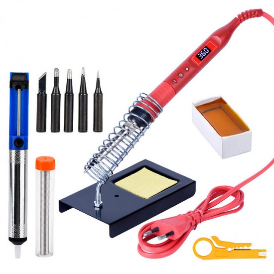 908U 100W Soldering Iron Tool Kit 220V/110V Adjustable Temperature LCD Soldeing Station Welding Repair Tools wiht Soldering Holder Sucker